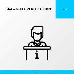 Information service and info center vector line icon style. help desk. 64x64 Pixel perfect