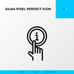 Information service and info center vector line icon style. 64x64 Pixel perfect