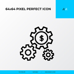 Business vector line icon style. Money Process 64x64 Pixel perfect icon.