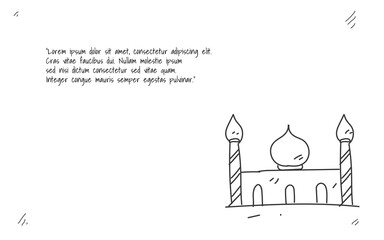 doodle art background with mosque object