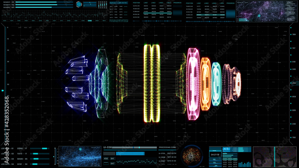 Aufkleber hud futuristic panel wireframe pilot data transfer check illustration background
