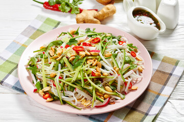 Rice noodle and vegetable salad on a plate