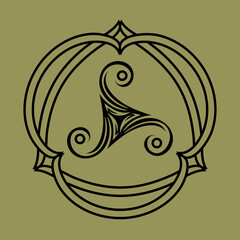 pagan celtic symbol triskele in knotted frame