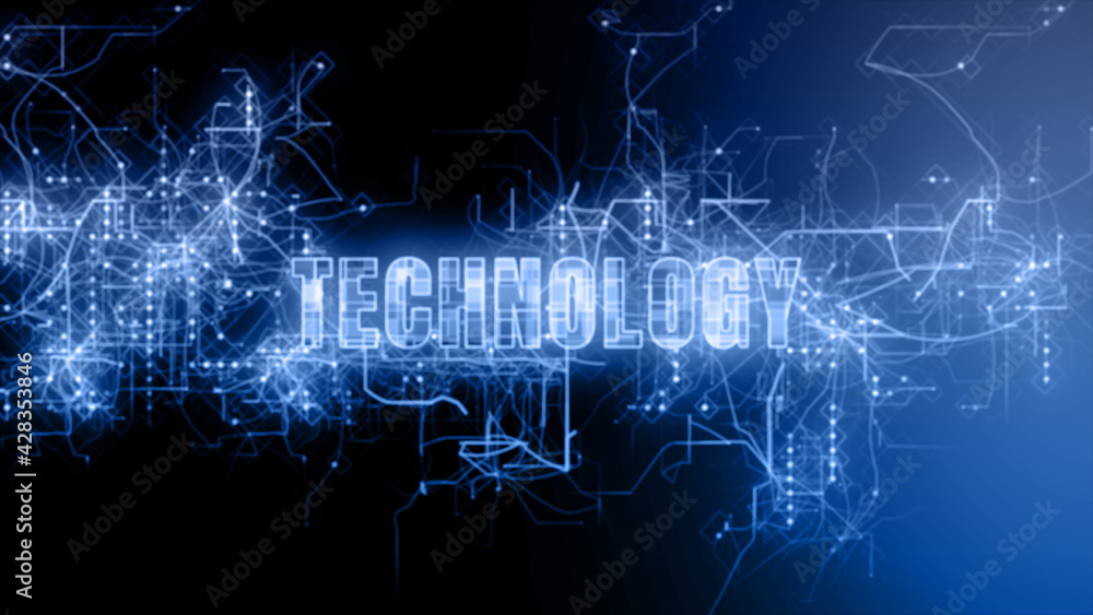 Poster technology text over circuit, technology digital abstract background. animation 3d rendering 4k