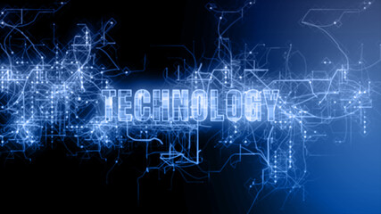 Technology text over circuit, Technology digital abstract background. Animation 3d rendering 4k
