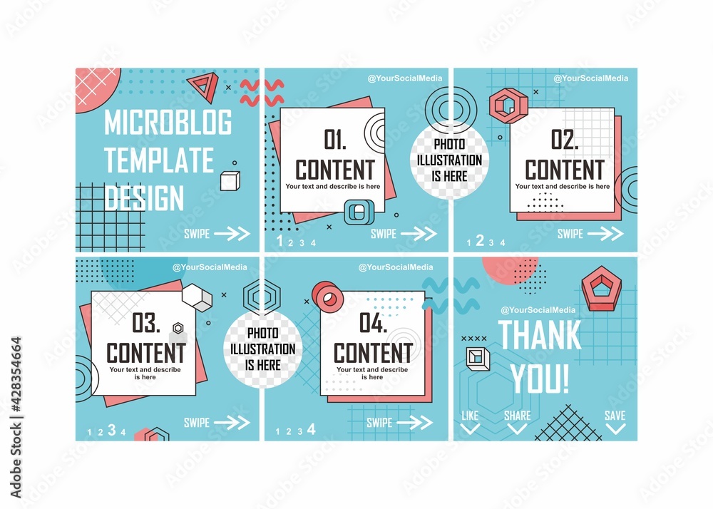 Poster microblog template with memphis style. easy to edit with vector file. can use for your creative cont