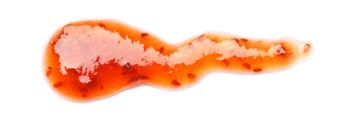 smear of raspberry jam isolated on white background. sweet dessert