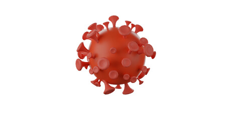 3D Render Red viral cells. DNA and RNA Viruses, Corona Virus, Covid 19-NCP. Coronavirus nCoV  , isolated on white background , 3D illustration