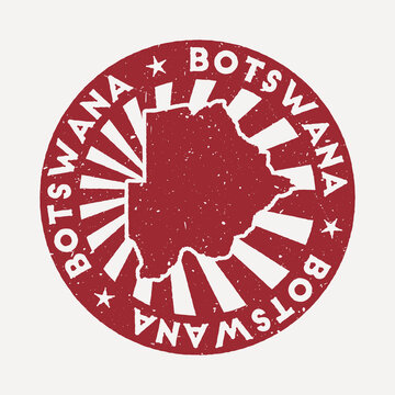 Botswana stamp. Travel red rubber stamp with the map of country, vector illustration. Can be used as insignia, logotype, label, sticker or badge of the Botswana.