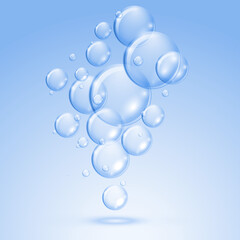 floating shiny water bubbles background