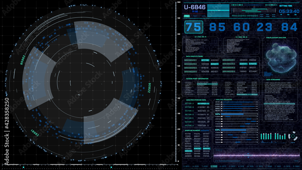 Aufkleber futuristic hud 2 channel information data technology advance interface blank screen for infographic 