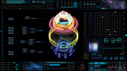 HUD Futuristic Panel Wireframe Vertical Pilot Data Transfer Check Illustration Background © Pakpoom