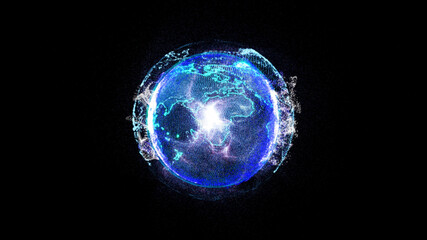 Blue 3D Earth Digital Science Technology Illustration Background