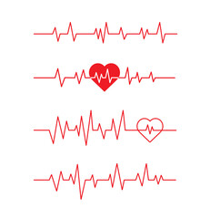 Red heartbeat line icon. Pulse Rate Monitor. on white background. Vector illustration.