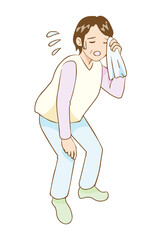 汗を拭く疲労した女性