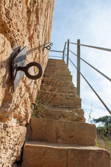 Vertical shot of a castle stairs leading to the second floor