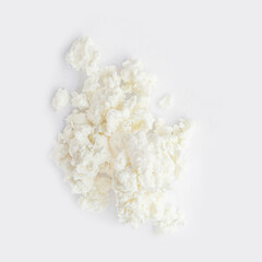 Cottage cheese on white background closeup. Diary Products with high protein
