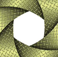 3D shutter icon with diamond plate texture, abstract gold technology design, vector illustration.
