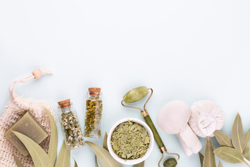 Spa homemade skin care and body cosmetics with natural ingredients.