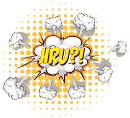 Comic speech bubble with hru text
