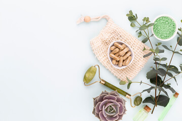 Spa homemade skin care and body cosmetics with natural ingredients.