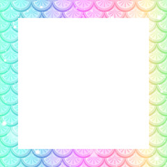 Blank pastel rainbow fish scales frame template