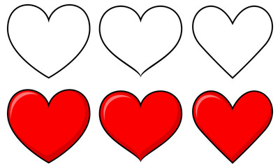 Set of different shapes of heart