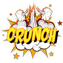 Word Crunch on comic cloud explosion background