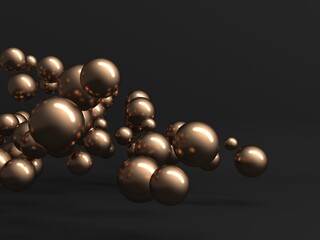 Golden glossy globes balls background