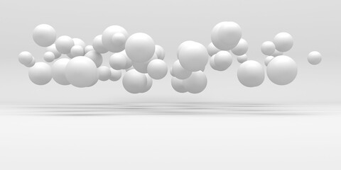 Abstract white many spheres design background