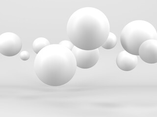 Abstract white many spheres design background