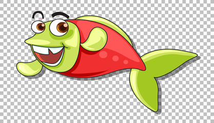 A fish cartoon character isolated on transparent background
