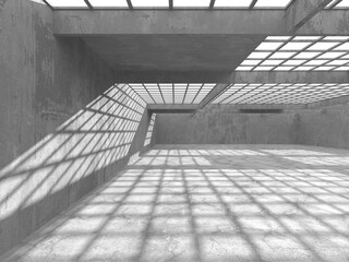 Dark Concrete Wall Architecture. Empty Room