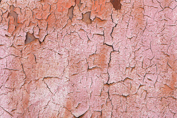 Old flaky paint on a metal surface. Red green grunge texture