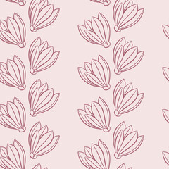 Fototapeta na wymiar Magnolia seamless pattern. Outline magnolia flowers. Vector illustration.