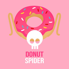 vector flat cartoon donut spider character