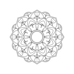 Mandala. Antistress coloring book. Template for mehendi. Oriental drawing. Vector illustration. Isolated on a white background