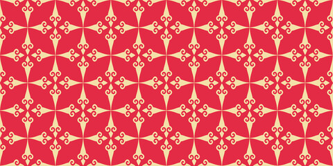 Stylish background pattern with floral ornament on red. Background image for your design. Seamless pattern, wallpaper texture. Vector image