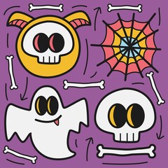 hand drawn halloween doodle cartoon design