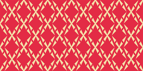 Abstract background pattern with geometric ornament on a red background wallpaper. Seamless pattern, texture for your design. Vector graphics