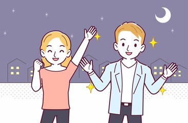 ブロンドヘアの男女