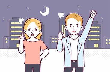 ブロンドヘアのカップル