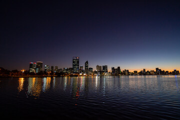 Perth City Skyline At Sunrise.