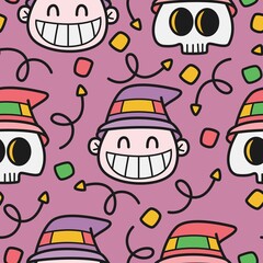 hand drawn halloween doodle cartoon pattern design