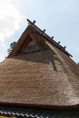 Thatched roof of an old house in Kitamura, Miyama Kayabuki no Sato, Nantan City, Kyoto Prefecture, Japan