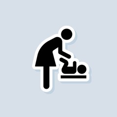 Baby changing facilities sticker. Toilet room for mothers with kids. Mother and child icon. Baby changing room sign. Vector on isolated background. EPS 10