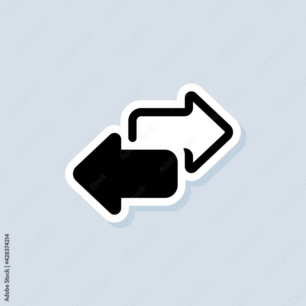 Poster exchange sticker. double reverse arrow, replace icon. direction arrows for transfer, sync, migration