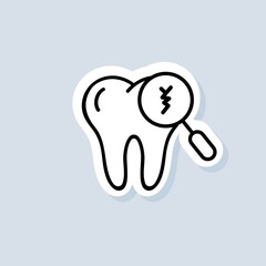Cracked tooth sticker. Dental and medicine. Caring for teeth, broken teeth and cavities. Vector on isolated background. EPS 10