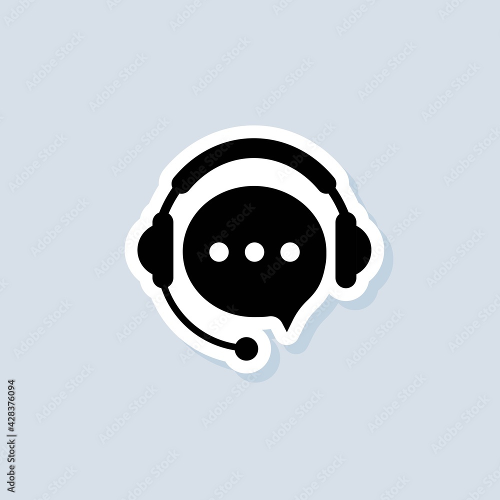 Poster support service sticker. tech support icon. call center service. support assistant. operator. vector