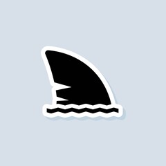 Shark fin sticker. Take care concept. Shark fin logo. Vector on isolated background. EPS 10